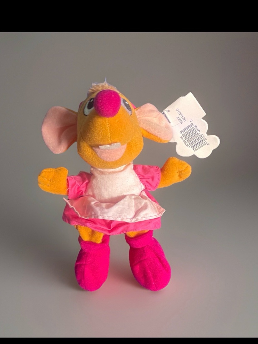Plush Mouse Toy in Pink and Orange - Soft Cuddly Playmate